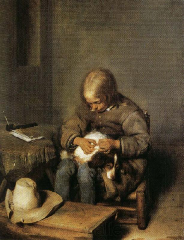 Gerard Ter Borch Boy Catching Fleas on His Dog France oil painting art